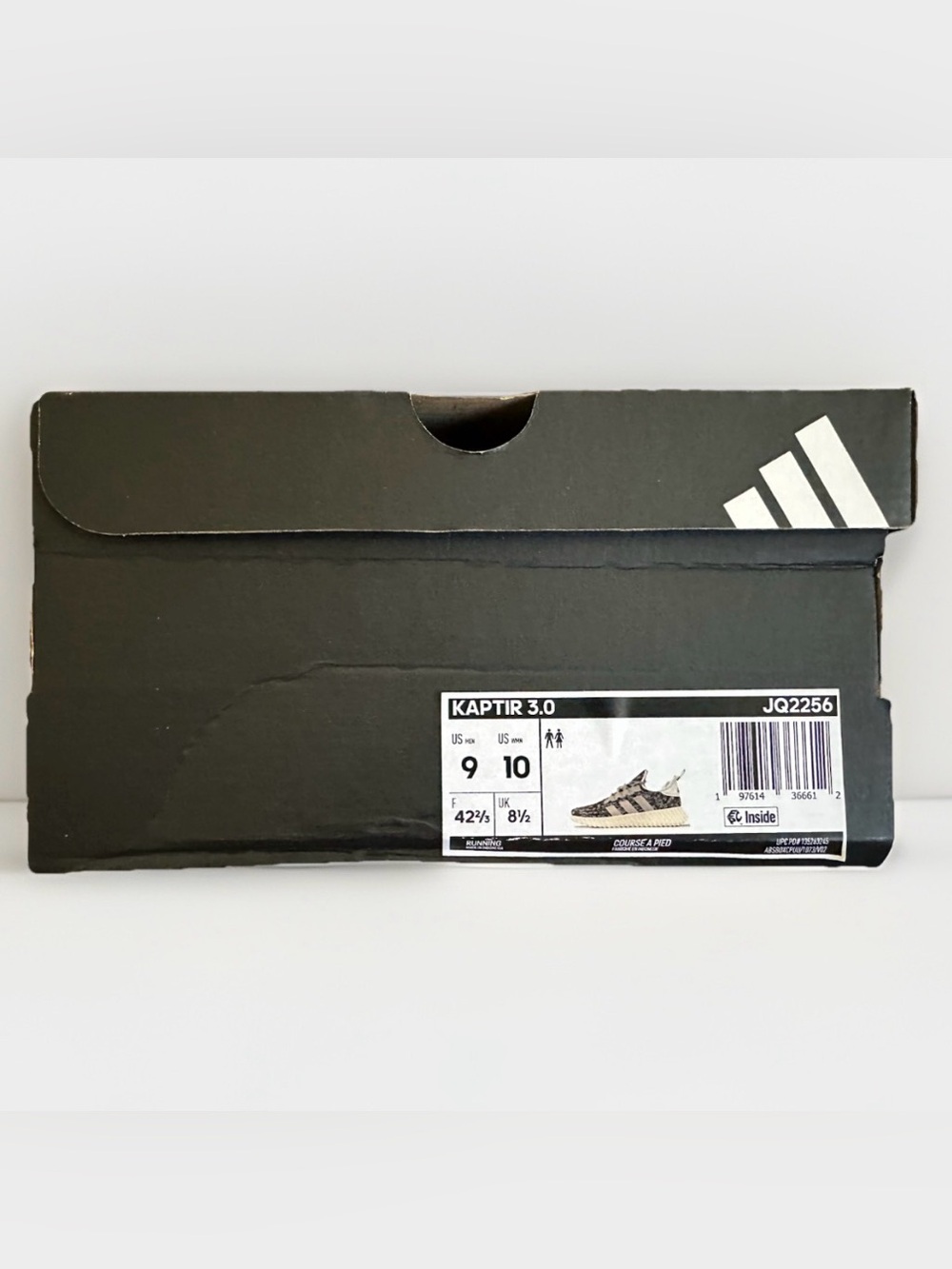 Adidas Running Kaptir 3.0 Running Shoes Grey/Black/Chalk White M9 W10 - Picture 10 of 11